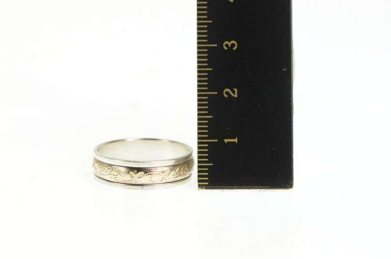 Sterling Silver 6.2mm Flora 14k Gold Filled Two Tone Wedding Band Ring
