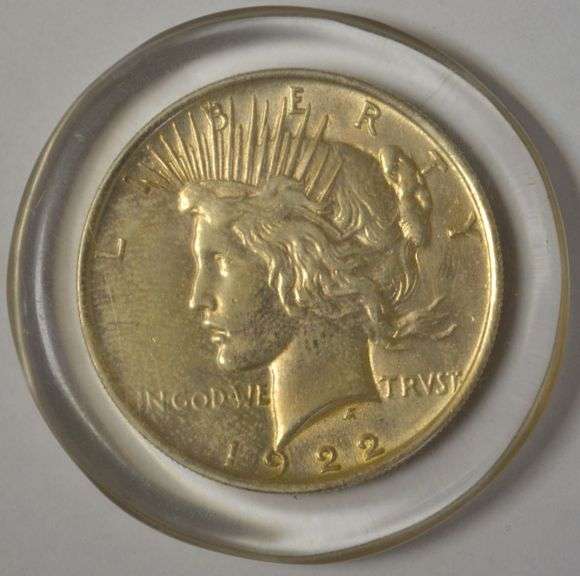 1922 Peace Dollar Encased In Resin Paperweight
