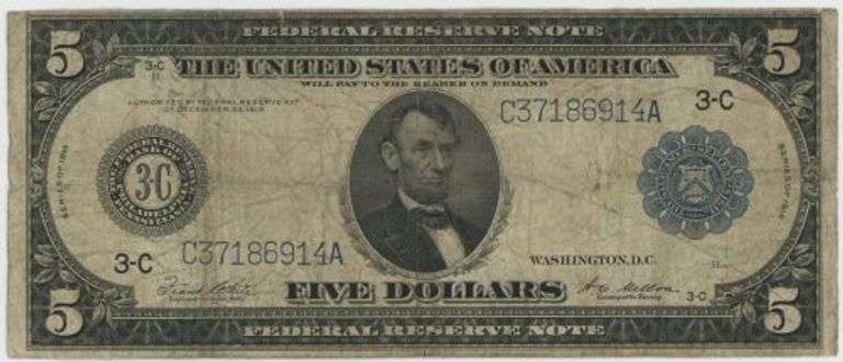 Series of 1914 Large Size $5 Federal Reserve Note (3-C)