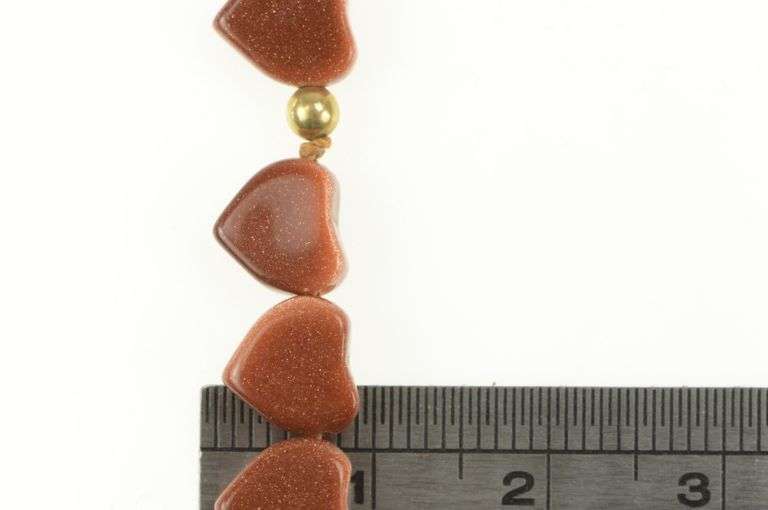 Gold Filled Carved Goldstone Heart Retro Chain Bracelet