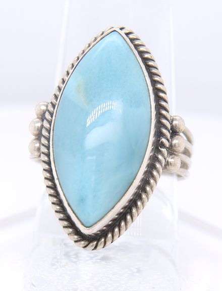 Sterling Silver Marquise Larimar Engagement Ring