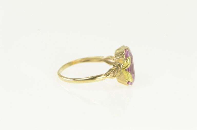 10K Yellow Gold 1930's Vintage Pink Topaz Solitaire Ring