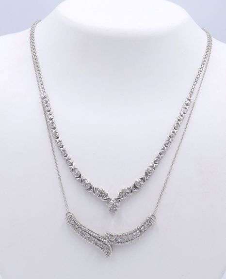 Group Lot of 2 Vintage 925 Sterling Silver Necklaces
