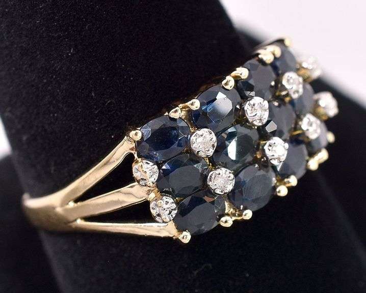Ravishing Yellow Gold Blue Sapphire and Diamond Ring