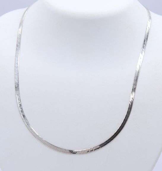 Italian 925 Sterling Silver Herringbone Chain Necklace