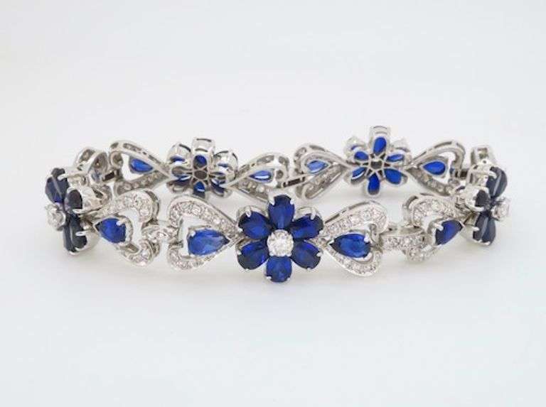 Diamond & Blue Sapphire Floral Bracelet
