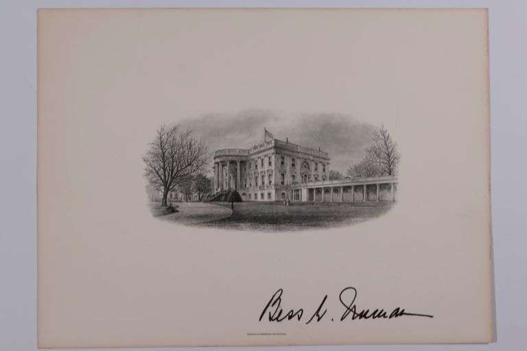 Bess Truman Autograph on BEP Card of the Bach of The White House W