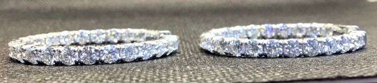 14KT White Gold Lab Grown Diamond Hoop Earrings