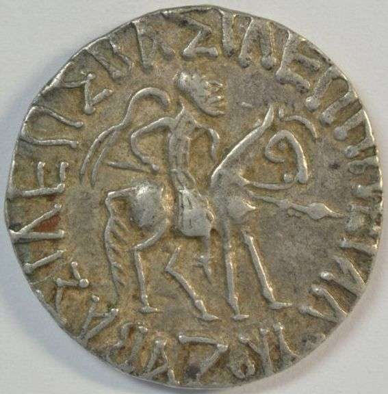 Needle-Sharp NEAR MINT INDO-SCYTHIANS SILVER TETRADRACHM of AZES I, 57-35 BC