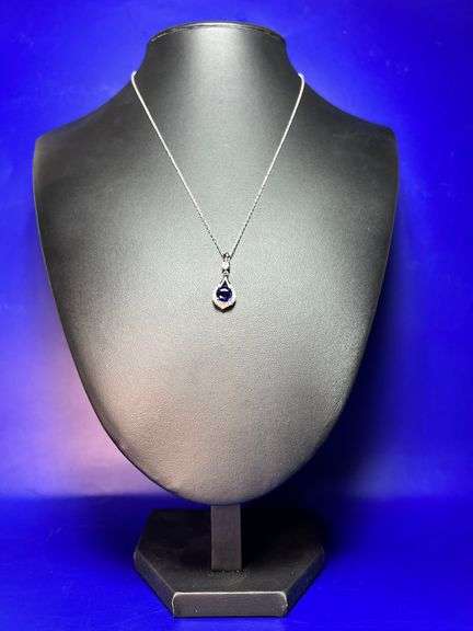 Midnight Blue 1.5 Ct Lab VVs1 Blue Sapphire Pendant
