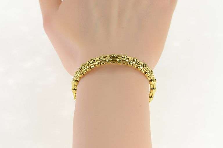 18K Yellow Gold Tiffany & Co Basket Vanerie 2002 Cuff Bracelet
