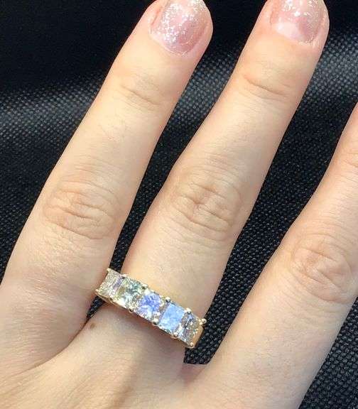 STUNNING 14K YELLOW GOLD PRINCESS CUT DIAMOND WEDDING BAND