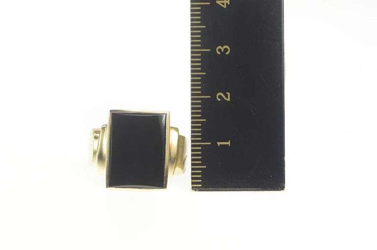 10K Yellow Gold Classic Squared Black Onyx Retro Statement Ring