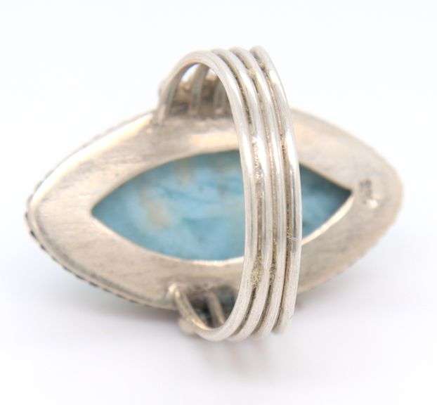 Sterling Silver Marquise Larimar Engagement Ring