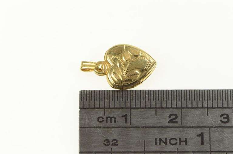 Gold Filled Engraved Floral Heart Photo Picture Locket Charm/Pendant