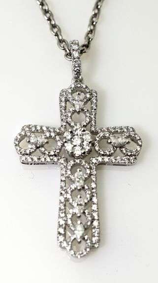 Sparkling High-Fashion Diamond Cross with Necklace