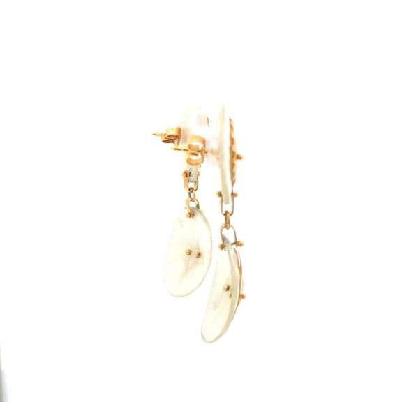 18K Yellow Gold Mother of Pearl Sun Vintage Figliuzzi Earrings