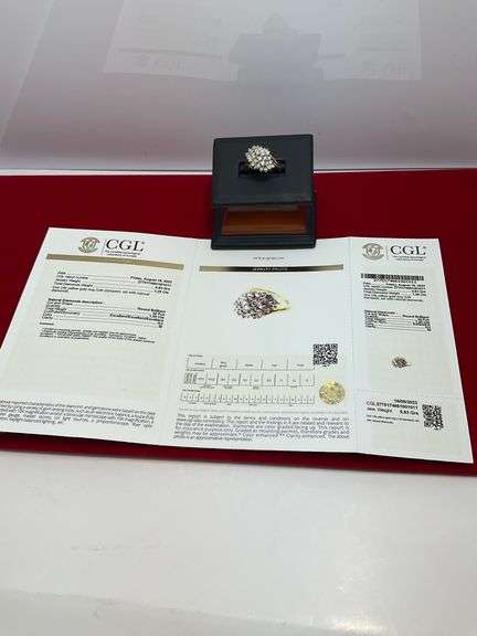 CERTIFIED 14K GOLD AND DIAMOND COCKTAIL RING