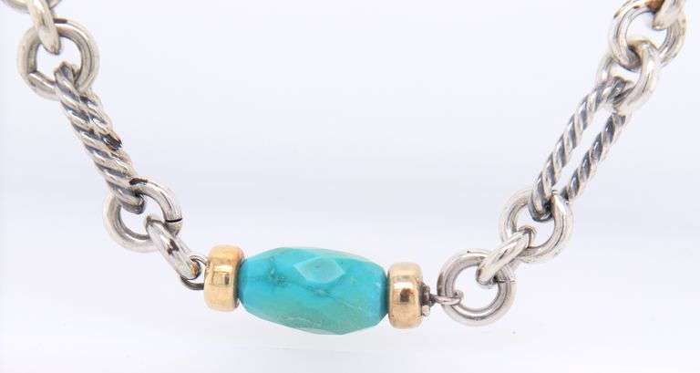 David Yurman Turquoise Figaro Link Chain Necklace