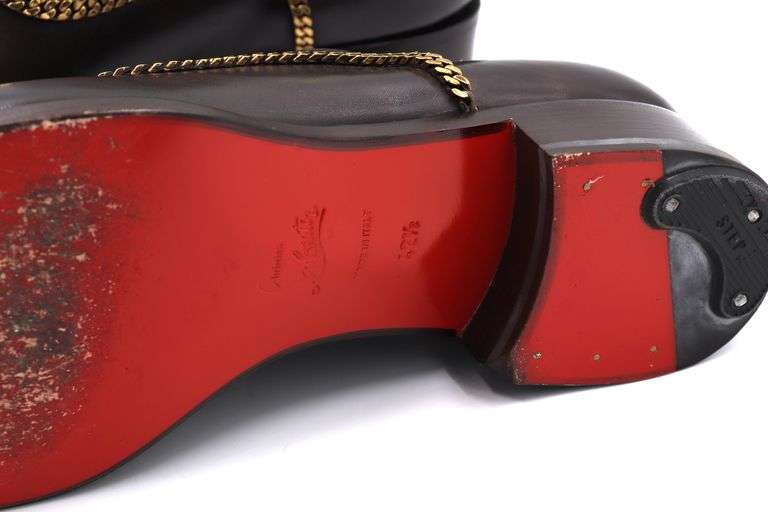 Louboutin Brown Calf Skin Due Chain Men's Shoes Size 9.5