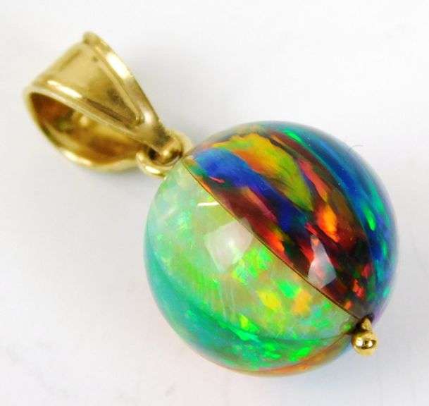 14K Multi-Colored Opal Beach Ball Pendant