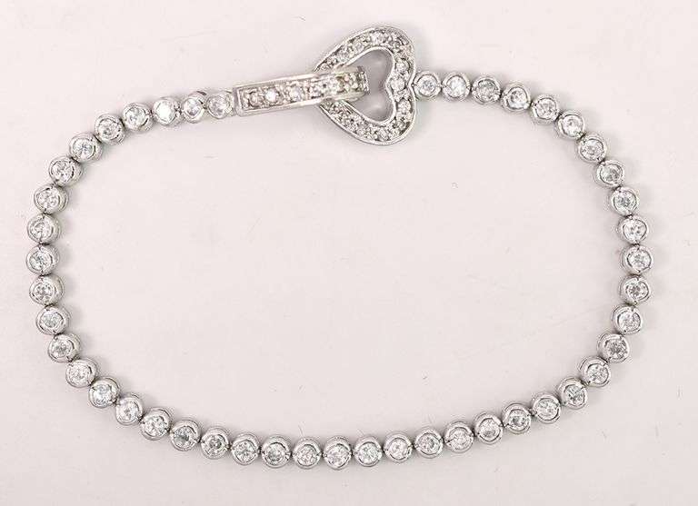 Sterling Silver Heart CZ Tennis Bracelet