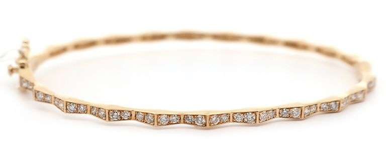 New 0.59ctw Diamond Wavy Bangle Bracelet in 14K