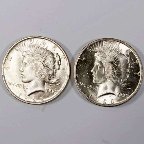 1922 &1923 BU Peace Dollars