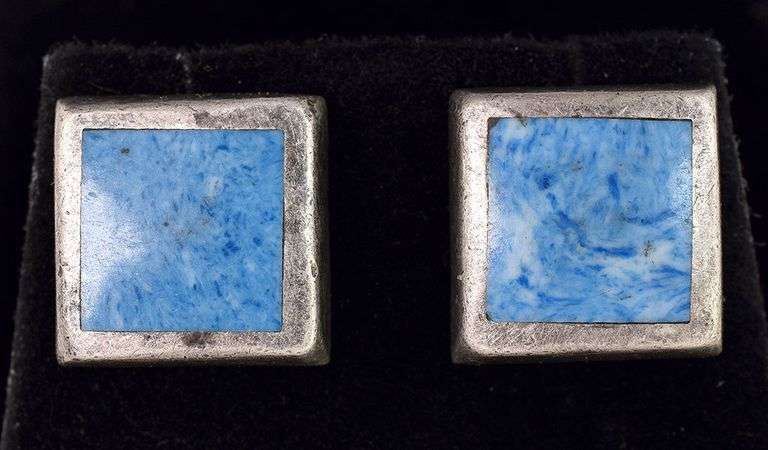 Sterling Silver Turquoise Inlay Stud Earrings