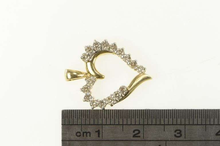 10K Yellow Gold 0.50 Ctw Diamond Curvy Heart Love Symbol Pendant