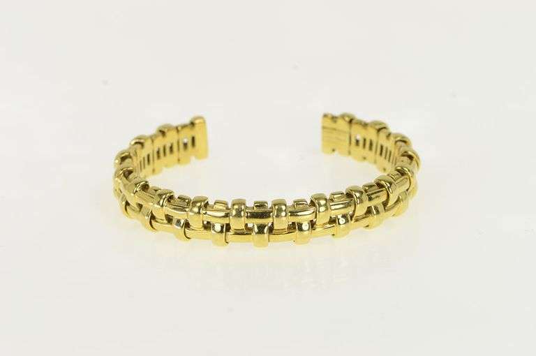 18K Yellow Gold Tiffany & Co Basket Vanerie 2002 Cuff Bracelet