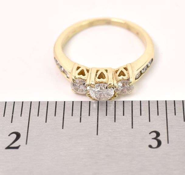 Sparkling 14K Yellow Gold Past, Present, Future Diamond Ring