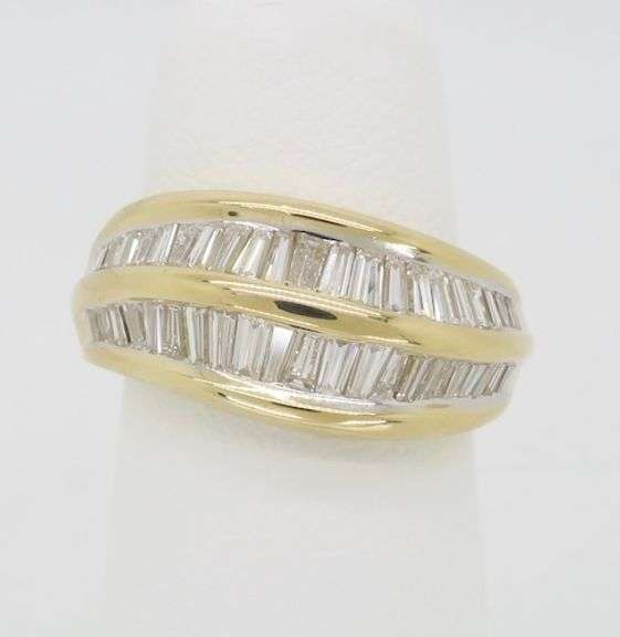 18k Yellow Gold Diamond Wave Ring
