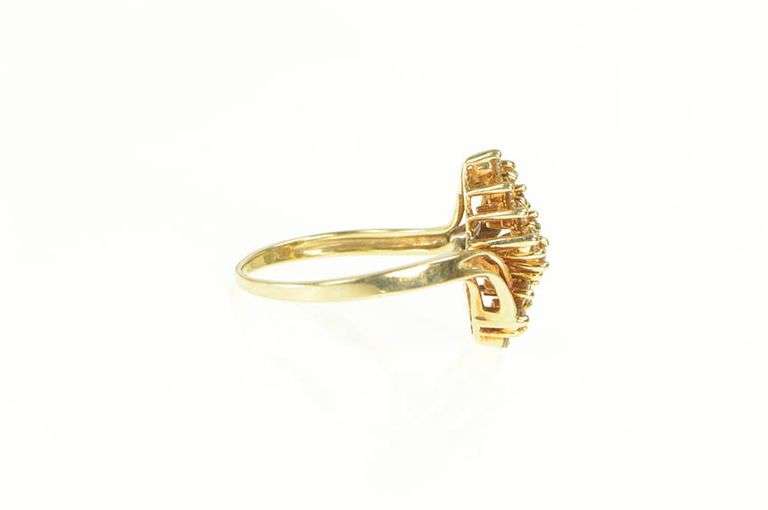 14K Yellow Gold 0.40 Ctw Diamond Zig Zag Cluster Bypass Ring