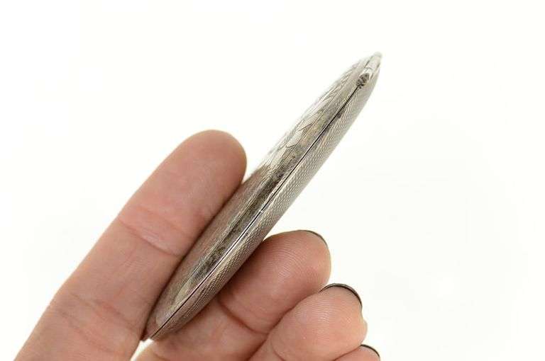 800 Silver Etched Ornate Sunflower Round Mirror Compact