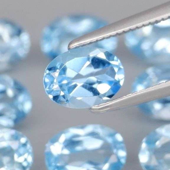 Matched! 9 piece 8.46ct full fire swiss blue Topaz set