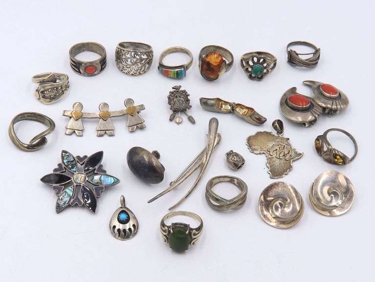 Group Lot of Vintage 925 Sterling Silver Mis Jewelry