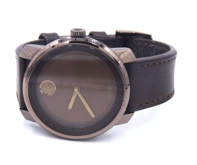 Movado Bold 42mm Brown Dial and Brown Leather Band Quartz Watch
