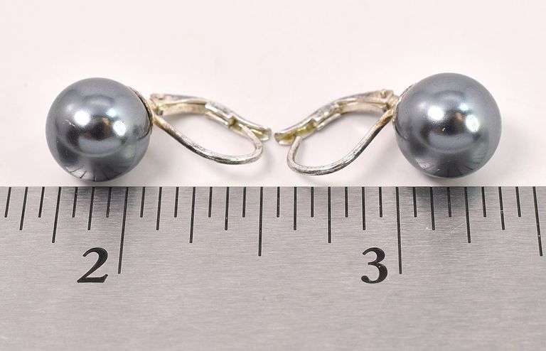 Sterling Silver Black Pearl Dangle Earrings