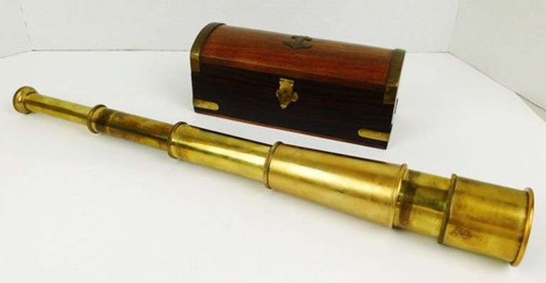 Vintage Spy Glass/Telescope with Wood Box