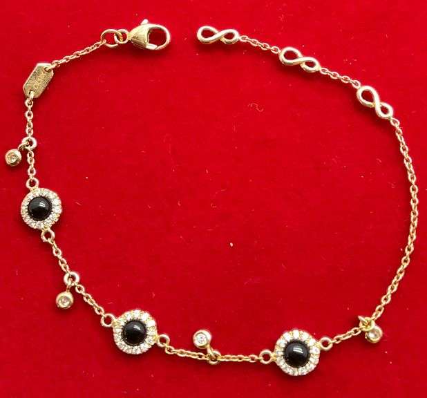 BRAND NEW 14K YELLOW GOLD DIAMOND AND ONYX BRACELET