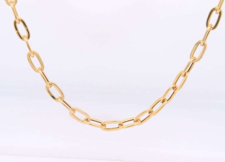 Paper Clip 18kt Yellow Gold Chain Necklace