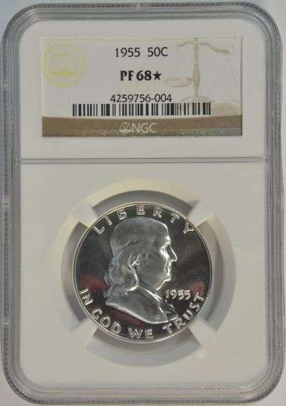 Outstanding 1955 Gem Proof Franklin Half Dollar. NGC PF68*