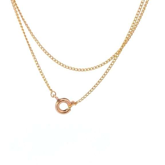 18K Yellow Gold 1.1mm Cable Chain Vintage Simple Link Necklace