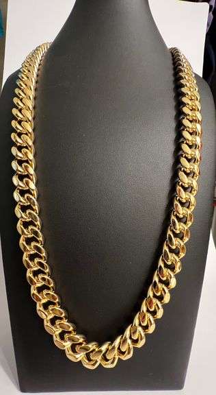 Huge Limited 297 Grams MLB 14 Kt Gold Plated Curb Link Necklace SA33R