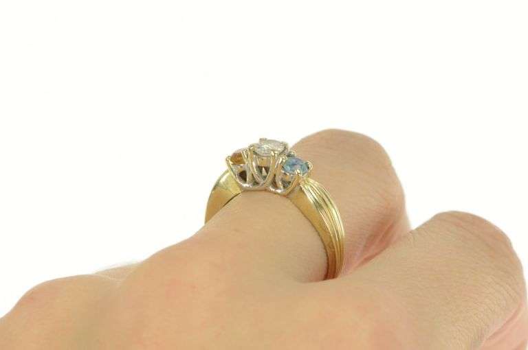 14K Yellow Gold 0.86 Ctw Diamond Topaz Citrine Engagement Ring
