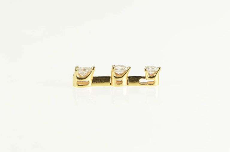 14K Yellow Gold 0.50 Ctw Pear Diamond Tiered Bar Drop Pendant