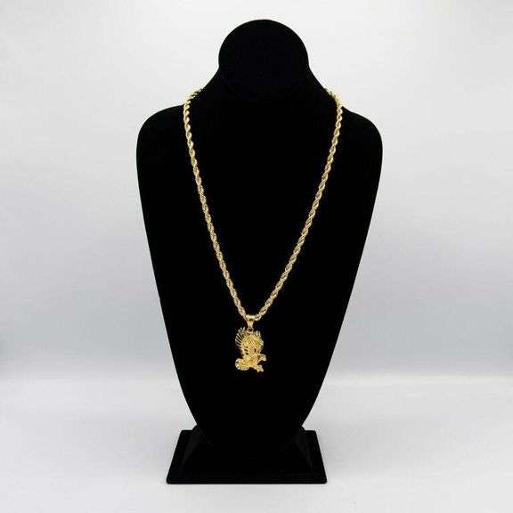 Awesome 14 Kt Gold  Plated Eagle Pendant And Chain