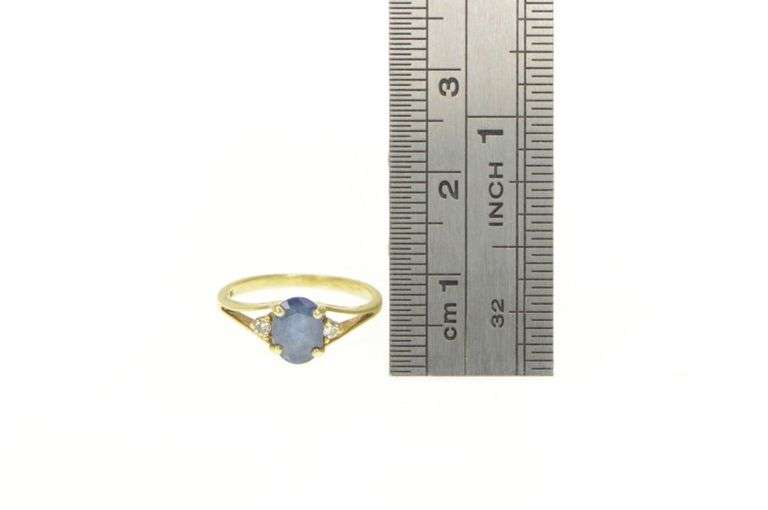 14K Yellow Gold Natural Sapphire Diamond Accent Engagement Ring