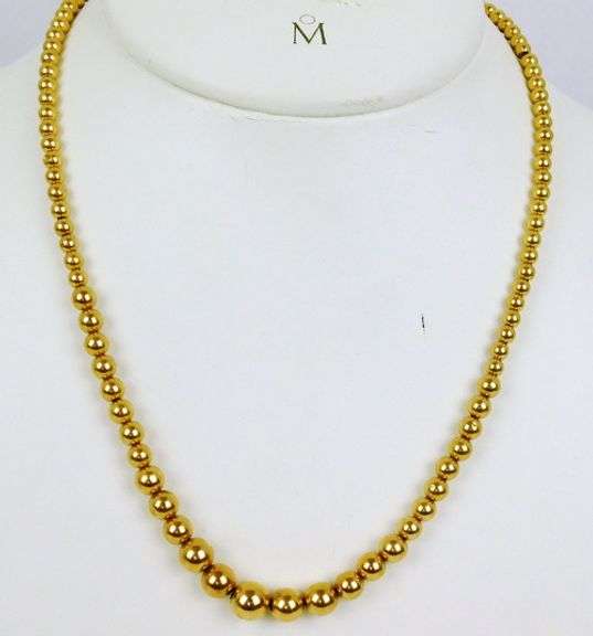 14K Yellow Gold Bead Necklace